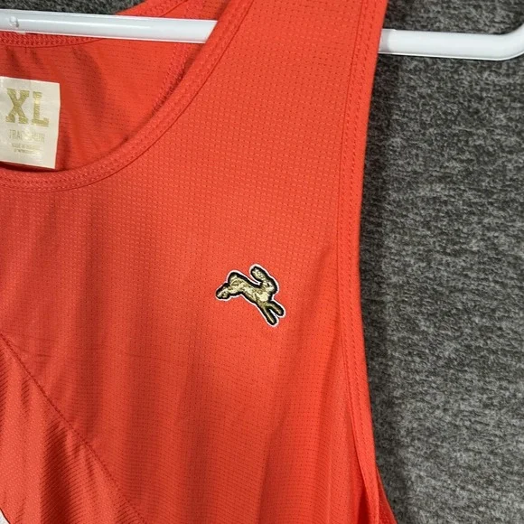 Tracksmith Shirt Mens XL Orange White Tank Top Running Singlet Mesh Athletic - Picture 4 of 11